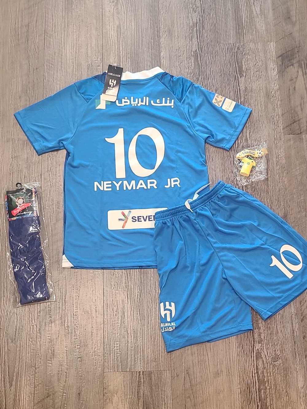 Neymar Jr. #10 Kids' Blue Soccer Jersey & Shorts Set Size 10/12